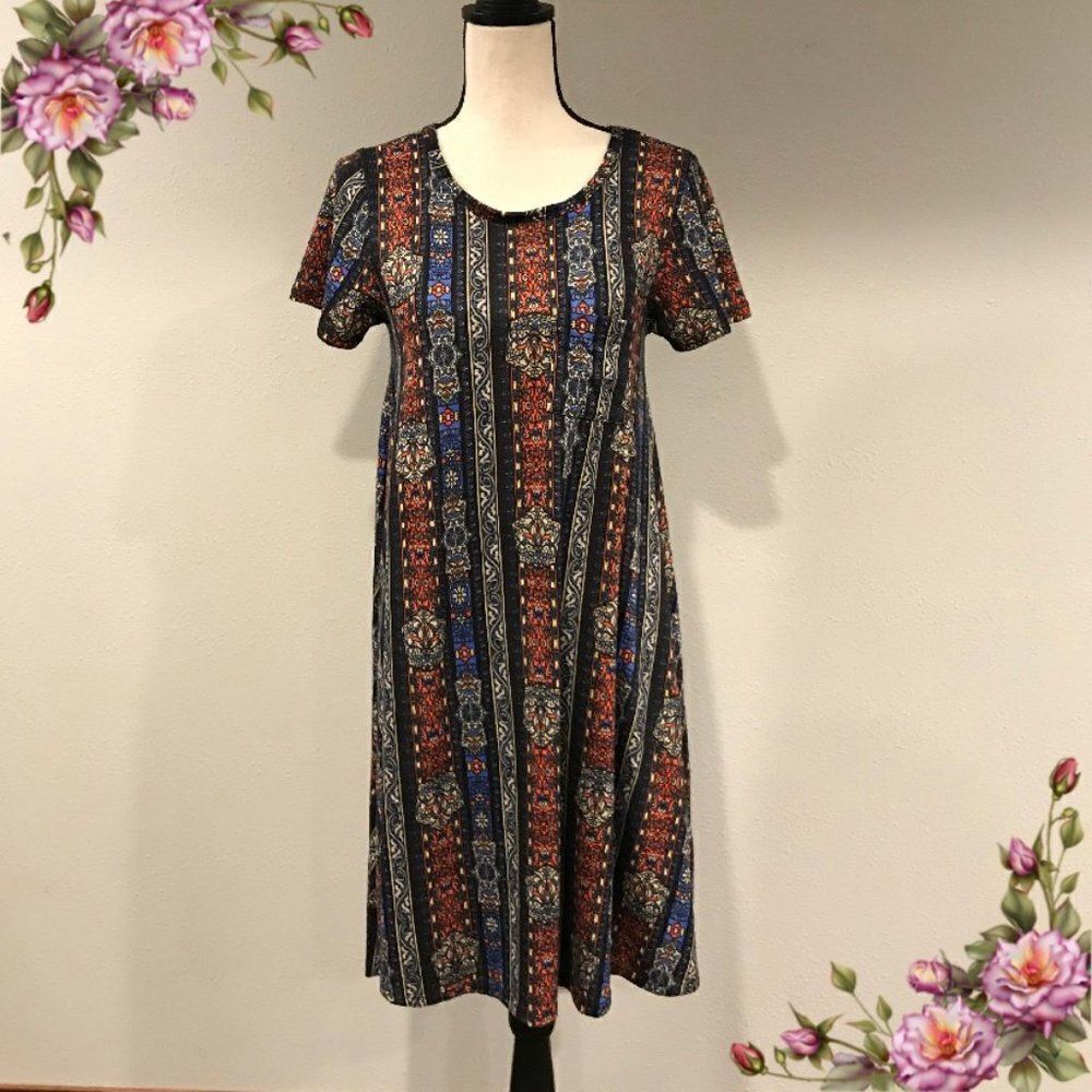 Lularoe Carly floral striped dress‎